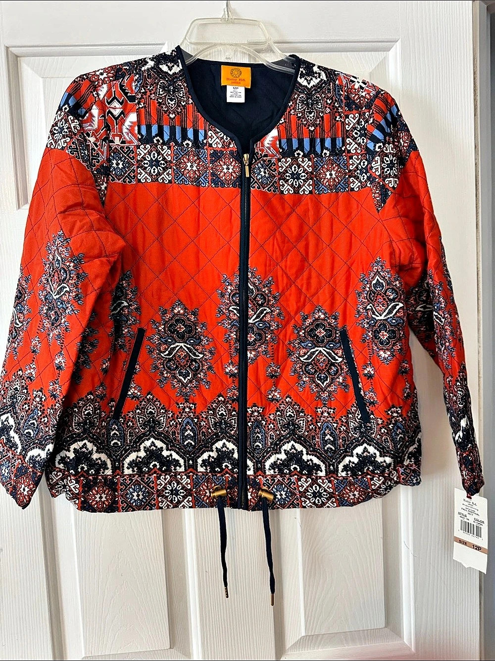 Ruby Rd. Fall Festival Quilted Jacket. Quilted Jacket in Orange & Blue Size 12P
